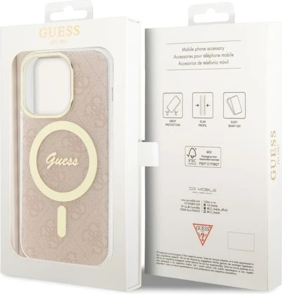 Mbështjellës Guess 4G MagSafe për iPhone 14 Pro 6.1", Rozë