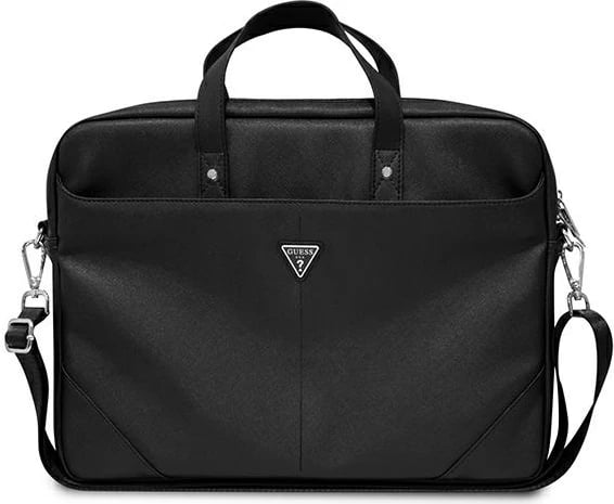 Çantë laptopi Guess Saffiano Triangle Logo, 16 inç, e zezë