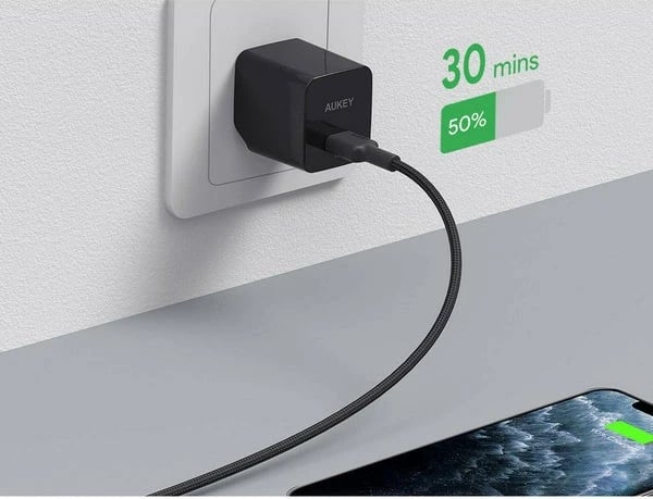 Kabllo AUKEY CB-CL02, USB-C në Lightning, 1.2m, Najlon, E zezë