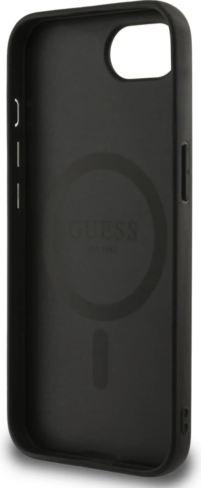 Mbështjellës Guess 4G Flowers Print MagSafe për iPhone 16e, i zi