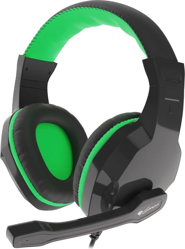 Kufje gaming Genesis Argon 100 me mikrofon, NSG-1435, Stereo 2.0, 3.5mm, 180cm, e zezë-gjelbër