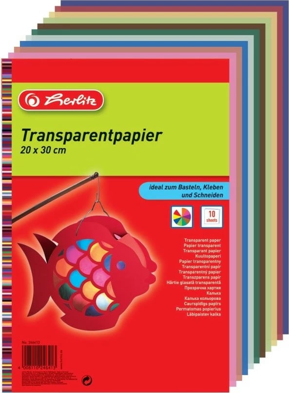 Letër transparente herlitz 20x30cm 10 fletë, ngjyra të përziera