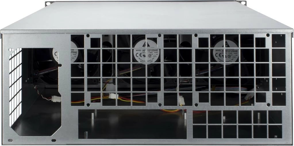 Kasë Inter-Tech 4W2 Mining-Rack 4HE, rack 19 inç, industriale, e zezë/argjendtë