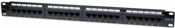 Patch panel Techly 1U, 24x RJ-45, Cat6, i zi