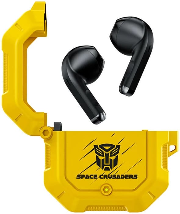 Kufje TWS Transformers TF-T12, Bluetooth 5.3, ANC, të verdha me kuti karikimi