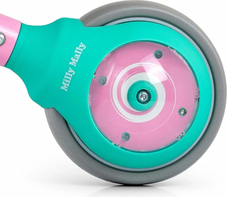 skuter fëmijësh Milly Mally Micro Plus Cat 6" rrota me drita, rrota dyshe, sedile e butë, 18-36 muaj, 25 kg max, rozë