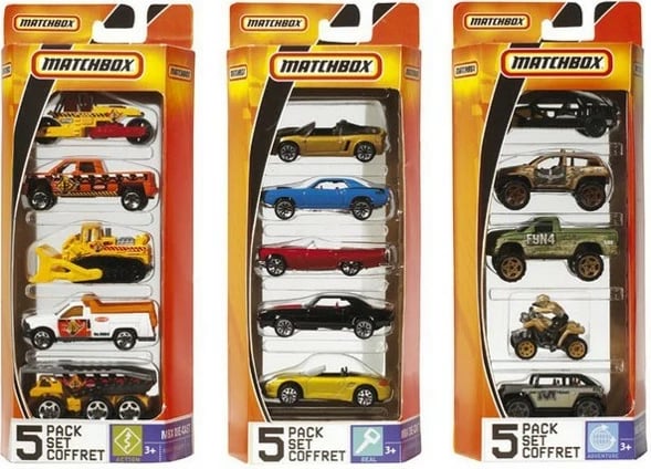 Set vetura lodër Matchbox Mattel C1817, 5 copë, ngjyra të përziera