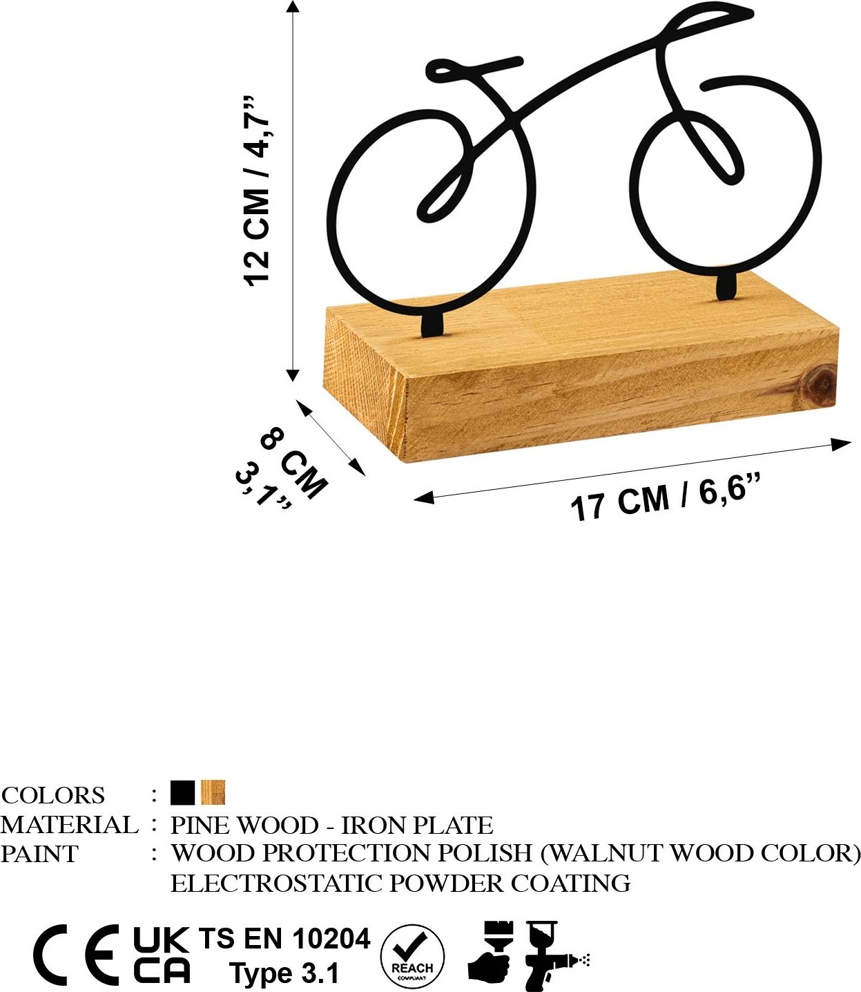 Objekt dekorativ Aberto Design, Velo, i zi, dru & metal