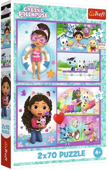 Puzzle për fëmijë Trefl Gabby's Dollhouse 2x70 elemente, shumëngjyrëshe, set