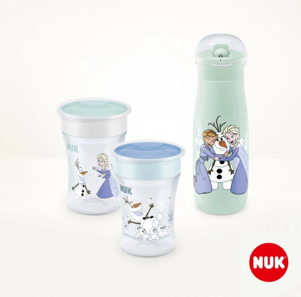 Shishe për fëmijë 2‑në‑1 NUK Mini-Me Flip Frozen, 450 ml, 12+ m, BPA-free, rozë