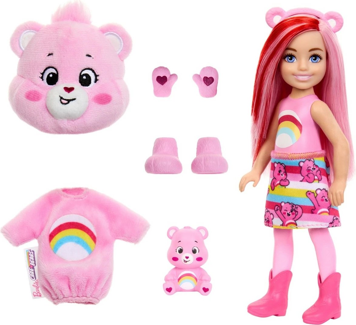 Kukull Barbie Chelsea Cutie Reveal Care Bears, Mattel JCN97, me aksesorë, Rozë