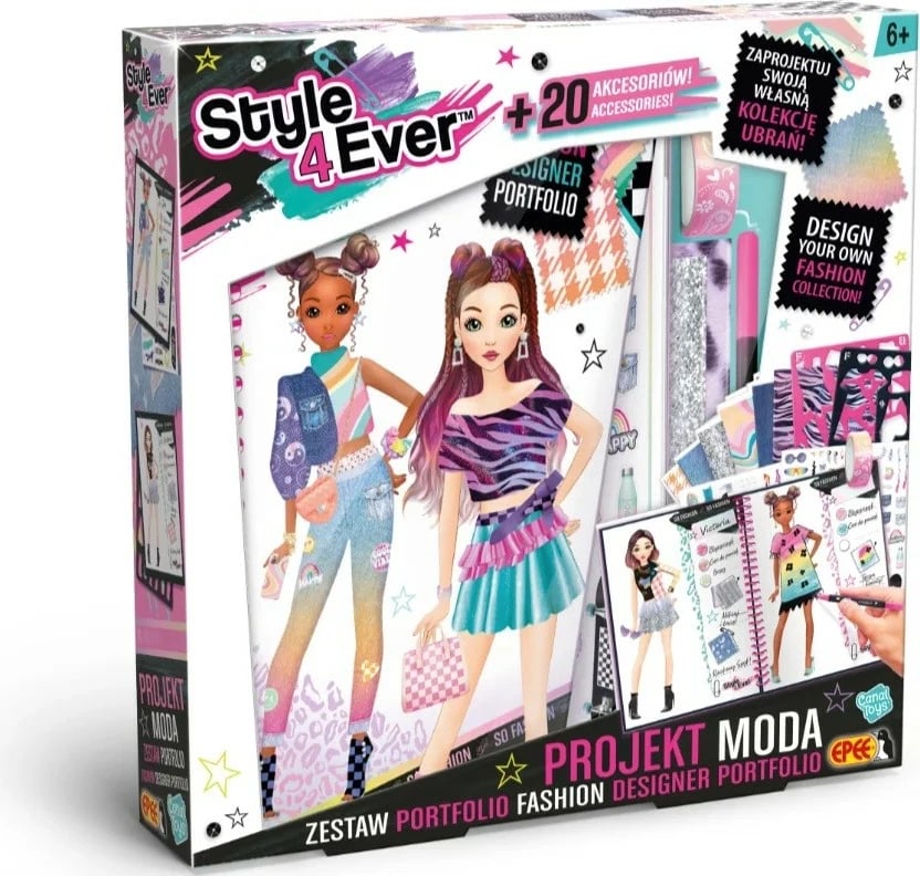 Set kreativ Epee Fashion Project Portfolio për vajza, shumëngjyrësh