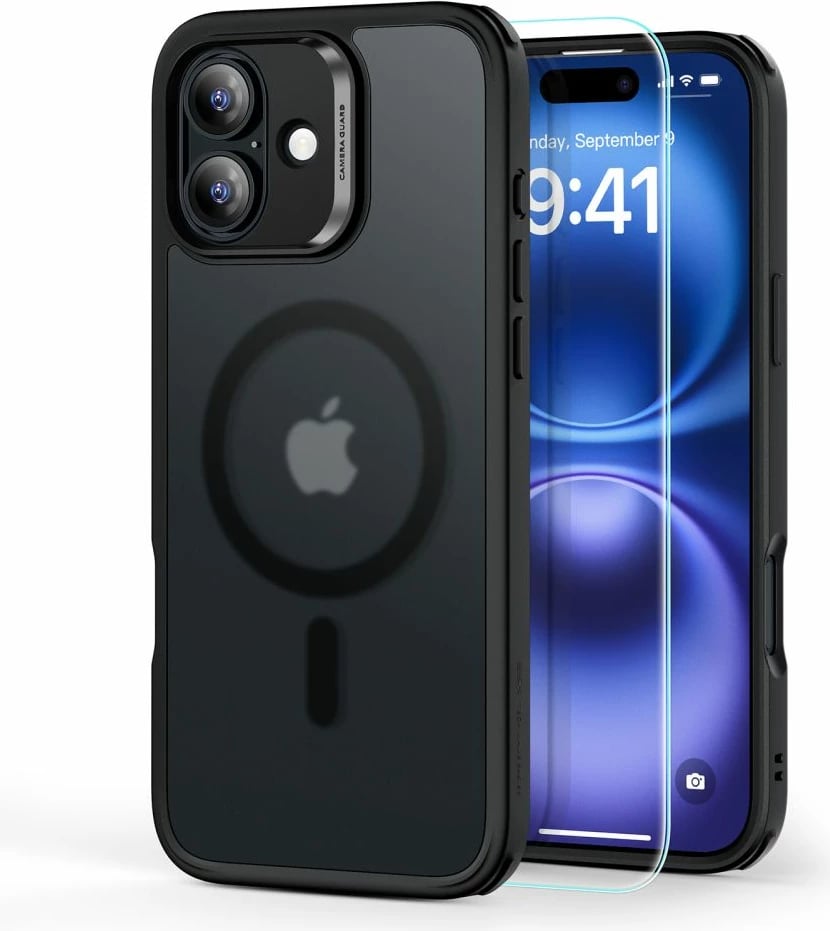 Mbështjellës ESR Classic Hybrid HaloLock me MagSafe dhe xham i temperuar për iPhone 15 Pro Max, Gjysmë-transparent, Set