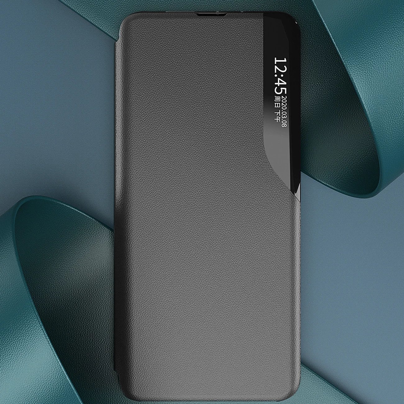 Mbështjellës Hurtel Eco Leather View Case për Xiaomi Redmi Note 12 Pro+, i zi