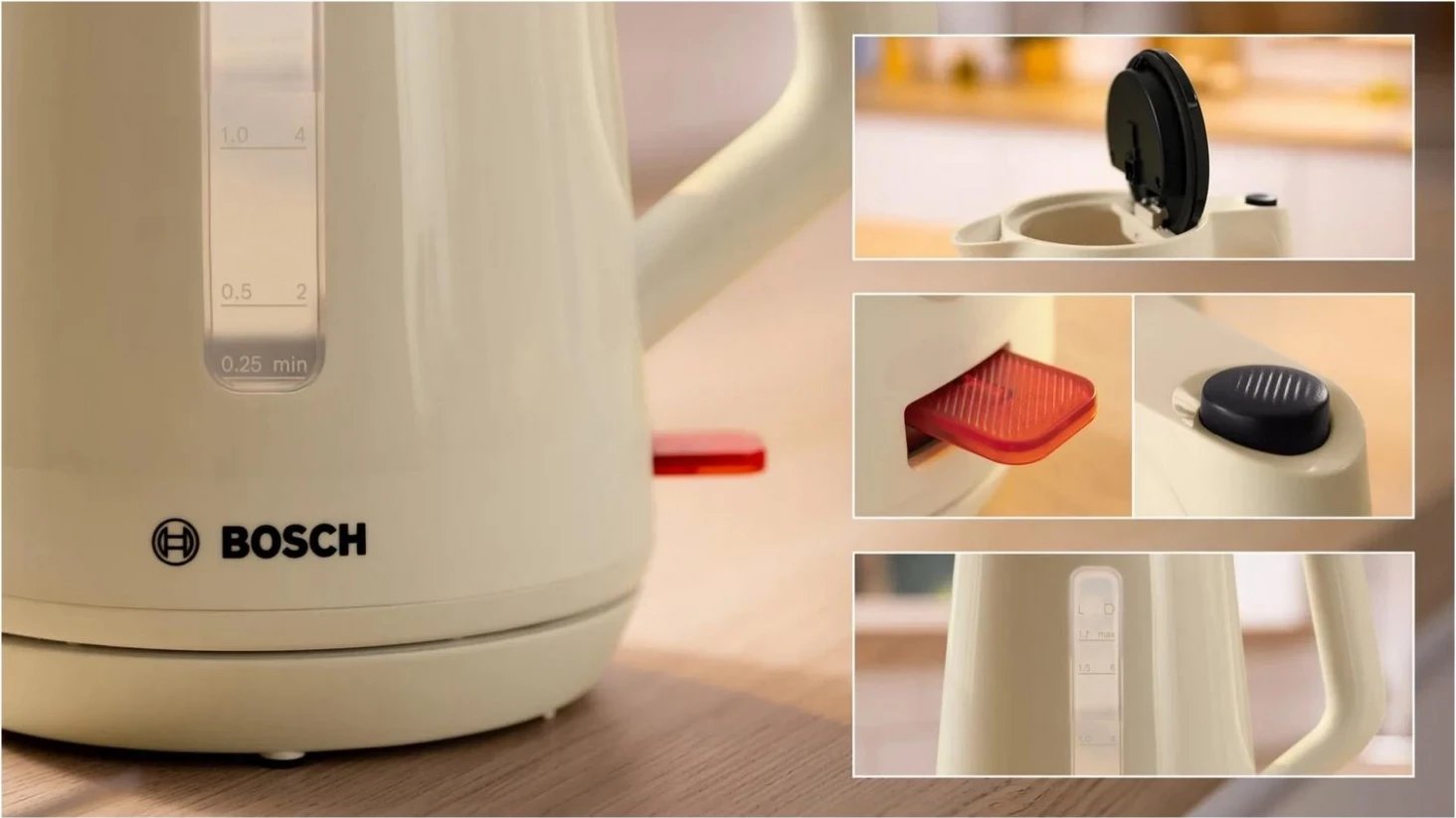 Çajnik Bosch TWK1M127, 1.7 litra, bezh