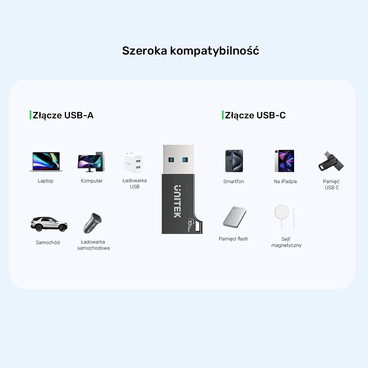 Adapter Unitek USB-A në USB-C 10Gbps, i zi