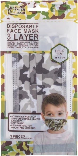 Maskë fytyre dhe respirator për fëmijë Trendy Camo Trendy Camo, 3 copë