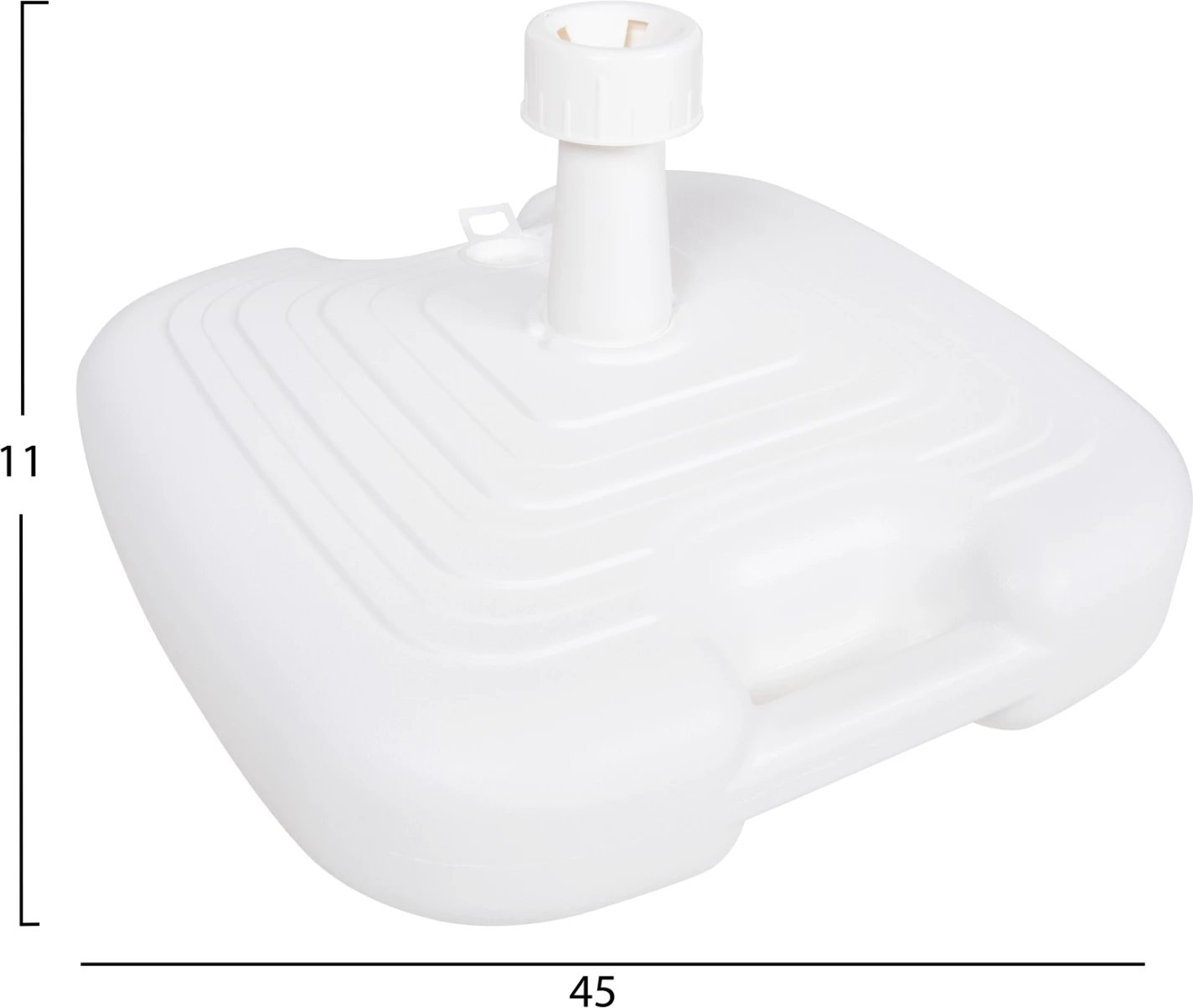 Bazë plastike për ombrellë me dorezë SOLBAS FH6112.01 ngjyrë bardhë - për shtyllë 20/38mm 45x11Hcm
