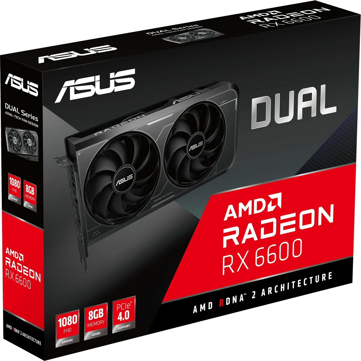 Kartelë grafike ASUS Dual RX6600 V3, 8 GB, GDDR6, PCI Express 4.0, e zezë Kartelë grafike ASUS Dual RX6600 V3, 8 GB, GDDR6, PCI Express 4.0, e zezë