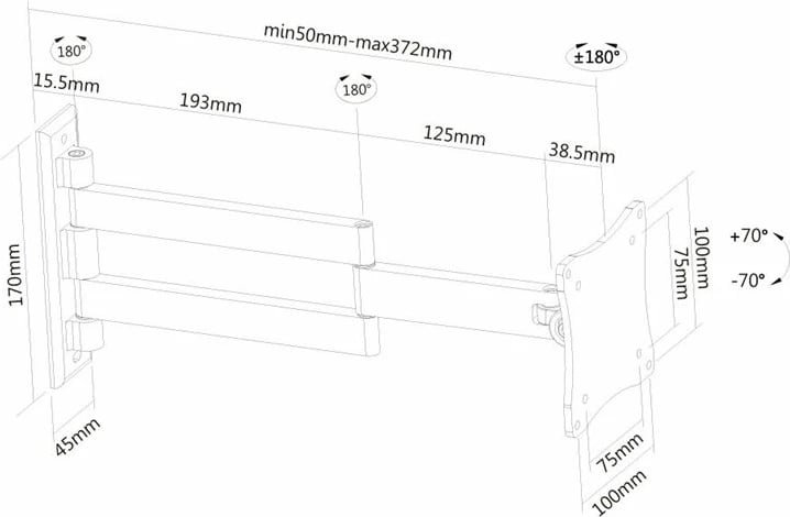 Mbajtës muri Neomounts FPMA-W830BLACK për monitor/TV 10-27", i zi