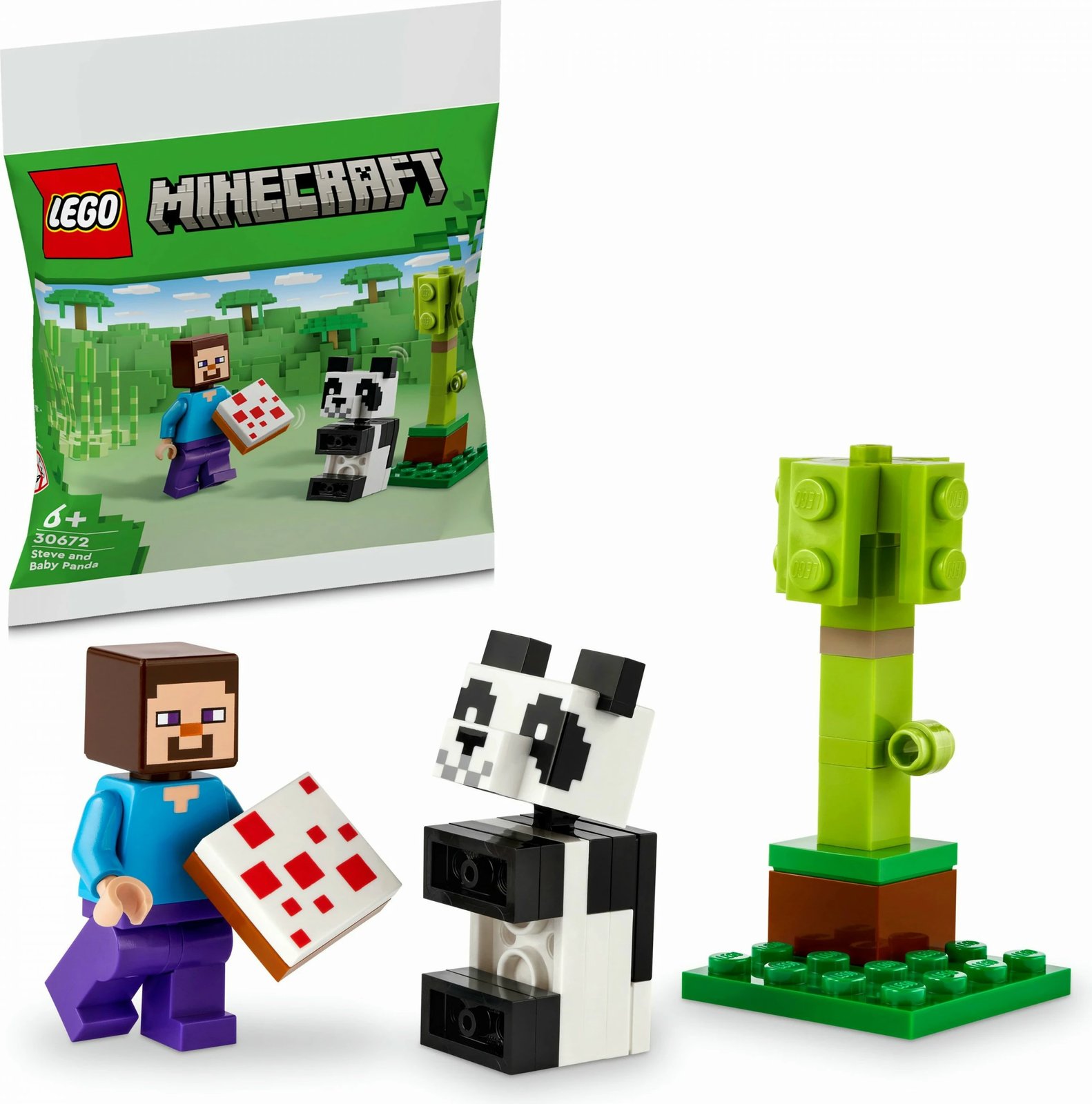 Set ndërtimi LEGO Minecraft 30672 Steve me panda të vogël, multikolor