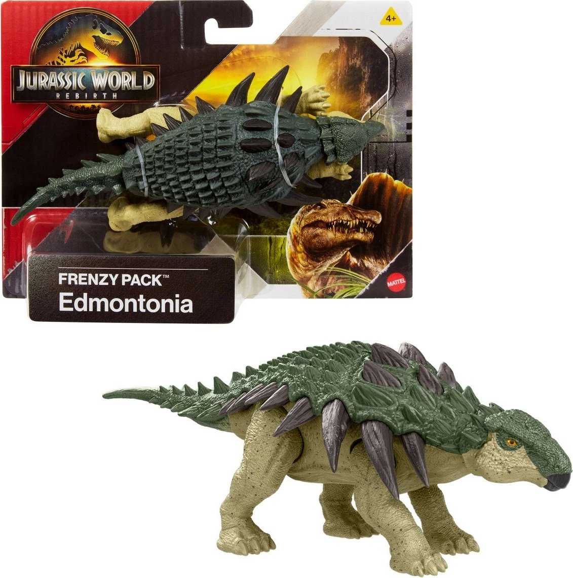 Figurë aksioni Jurassic World Mattel Edmontonia, plastikë, për fëmijë, gjelbër