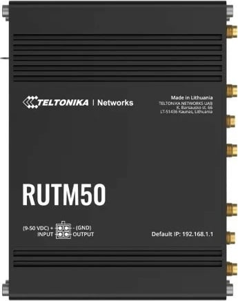 Ruter, Teltonika RUTM50, 5G dual SIM, Wi‑Fi ac 2.4/5 GHz, Gigabit Ethernet, e zezë