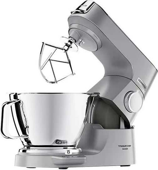 Mikser planetar, Kenwood, Titanium Chef Baker KVC85.004SI, 1200W, peshore EasyWeigh, DuoBowl 5L + 3.5L, kontroll shpejtësie pa shkallë, Argjendtë
