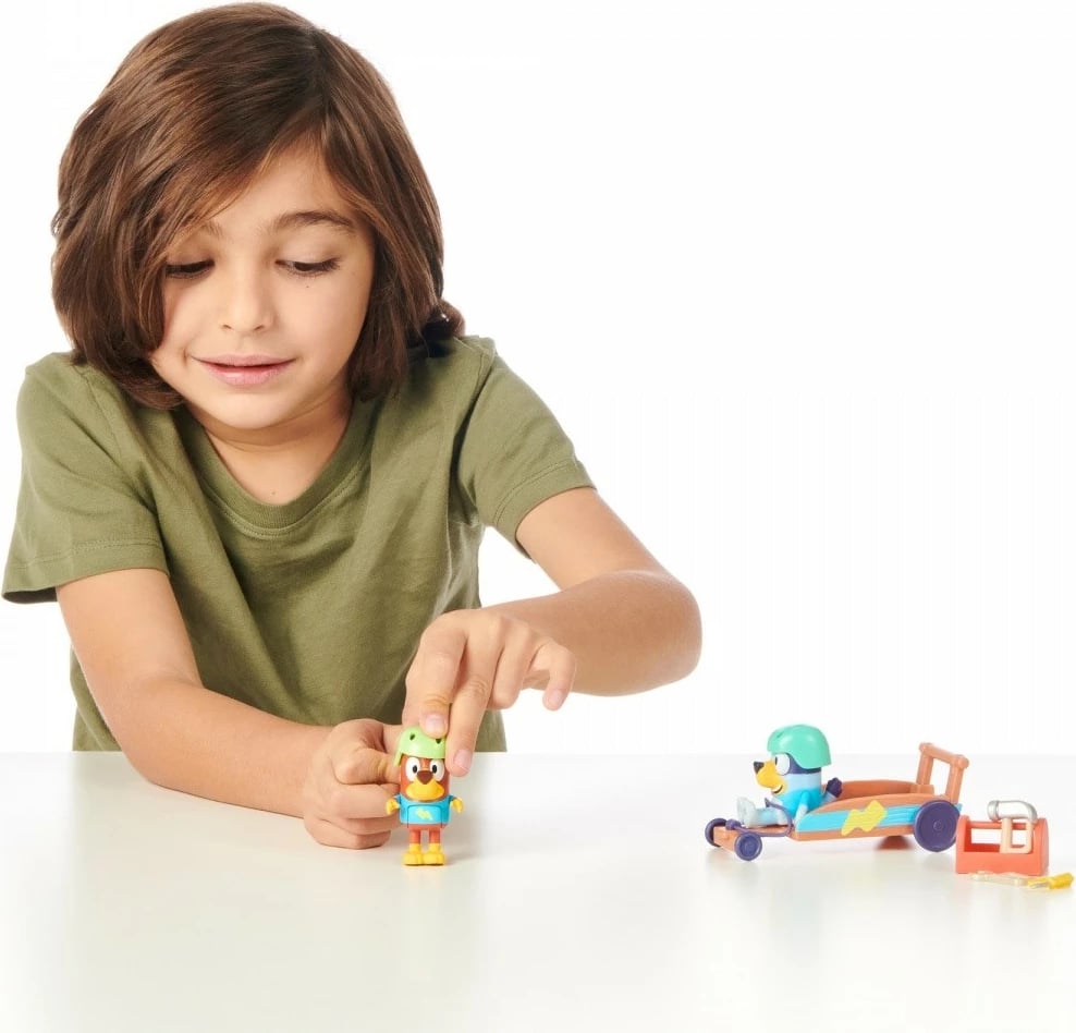 Set figurina Bluey Tm Toys BLU17357 me gokart, për fëmijë, shumëngjyrëshe