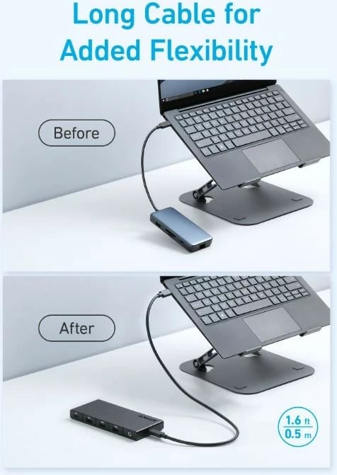 Kasë Anker Hub 364 USB-C Dual Display 10w1, 2x4K HDMI, Ethernet, e zezë