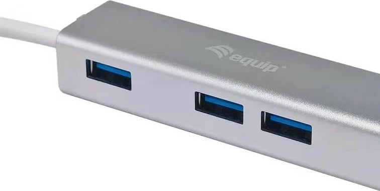 USB hub Equip 4 porte USB 3.0, Type-C, 5000 Mbit/s, alumini, argjendtë