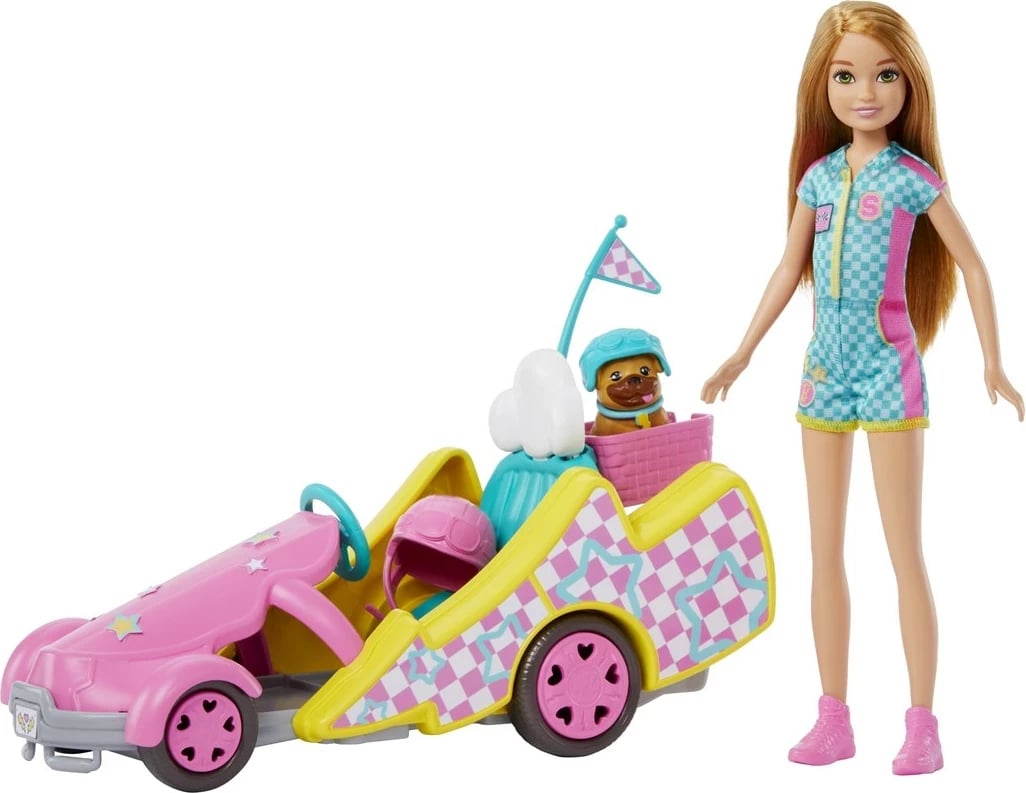 Lodër Barbie Stacie me veturë, shumëngjyrëshe