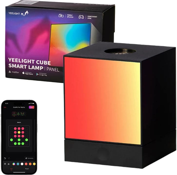 Panel ndriçimi smart Yeelight Cube, YLFWD-0009, me bazë, shumëngjyrësh