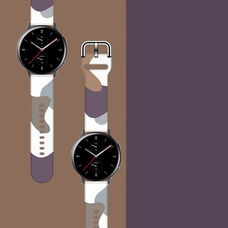 Rrip silikoni për Samsung Galaxy Watch 46mm Hurtel, model Moro, i gjelbër/vjollcë/bardhë