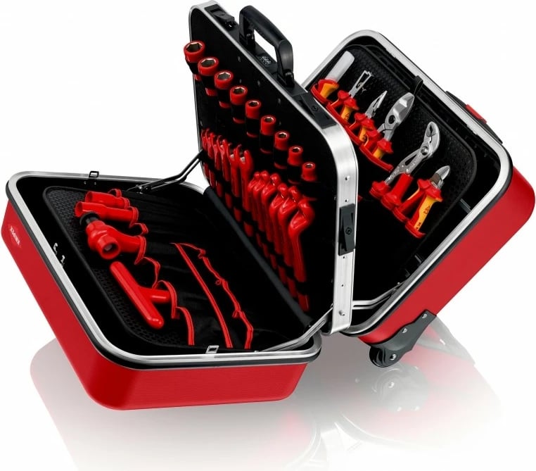 Kasë veglash Knipex 98 99 15, ABS/Alumin, 2 ndarje, e zezë/kuqe