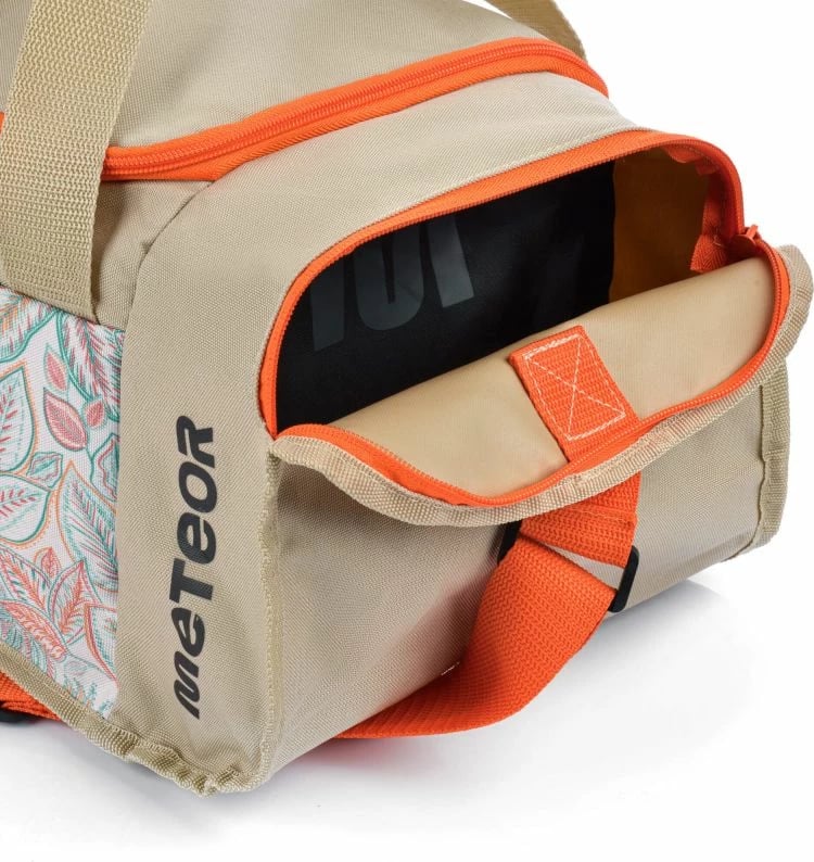 Çantë fitnesi Meteor, bezhë/jeshile/portokalli