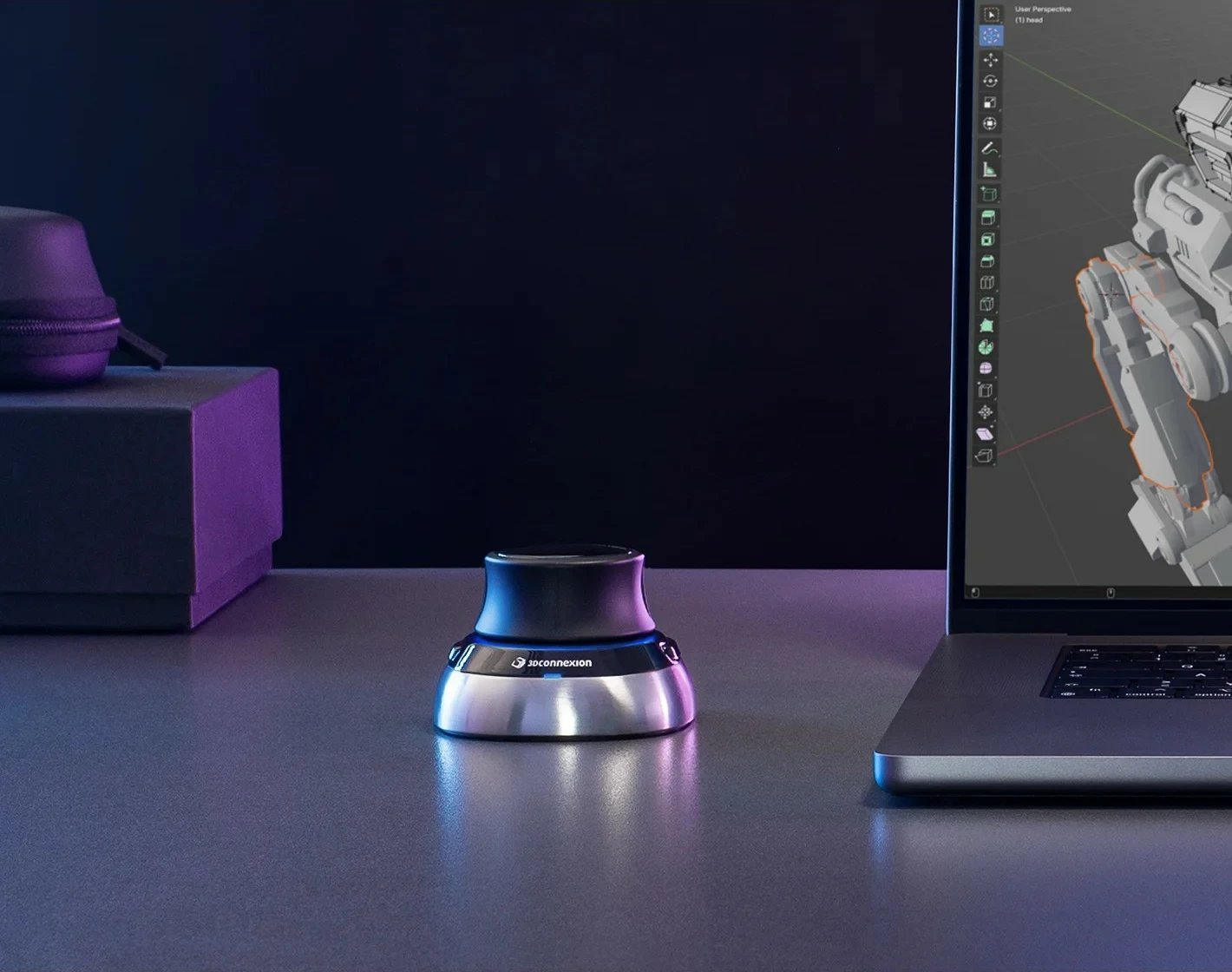 SpaceMouse 3Dconnexion, 6DoF, RF Wireless + Bluetooth + USB Type-A, Ngjyrë e zezë, blu, argjendtë