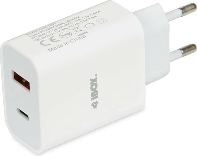Karikues murali iBOX C-36, 20W, USB-C + USB, i bardhë
