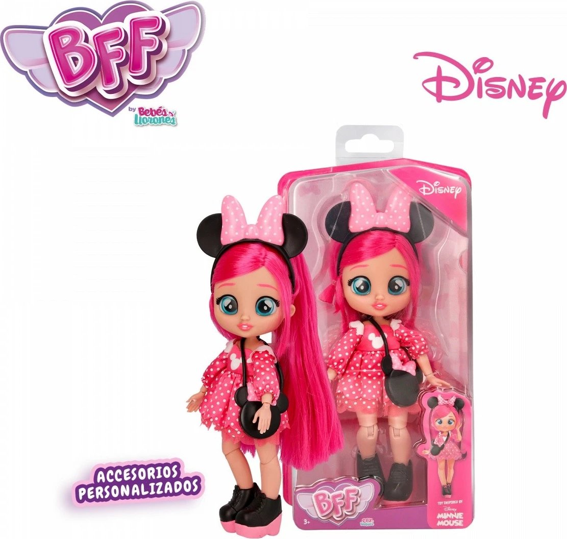 Kukull Cry Babies BFF Disney Minnie, Tm Toys, IMC921429, plastikë, rozë