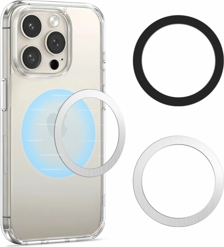 Unazë magnetike 2n1 Tech-Protect MMP-110 me MagSafe, argjendtë-e zezë, set prej 2 copë