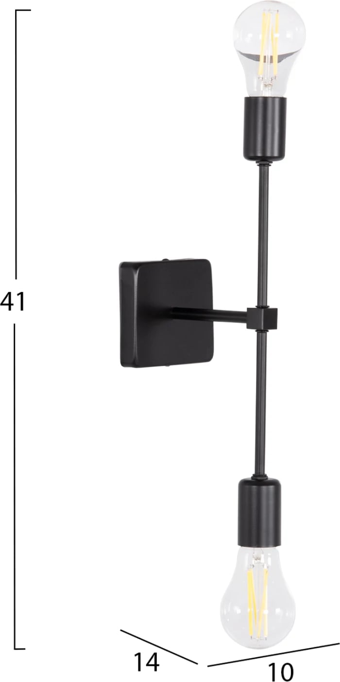 Aplik muror SABER, metal i zi, 10x14x41cm
