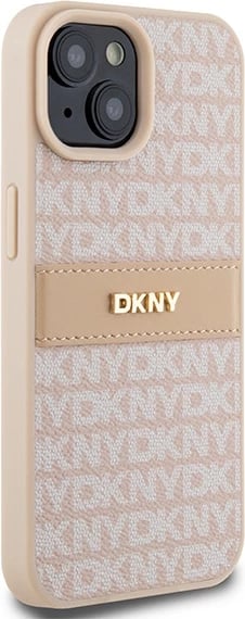 Mbështjellës DKNY Mono Stripe & Metal Logo për iPhone 15 Plus / 14 Plus, Rozë