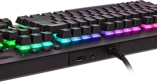 Tastierë gaming Thermaltake Level 20 GT RGB, Cherry MX Blue, me drita, e zezë