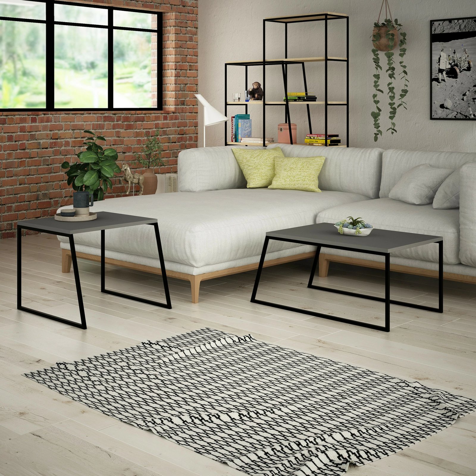 Set tavolinash kafeje Skye Decor, ngjyrë antracit