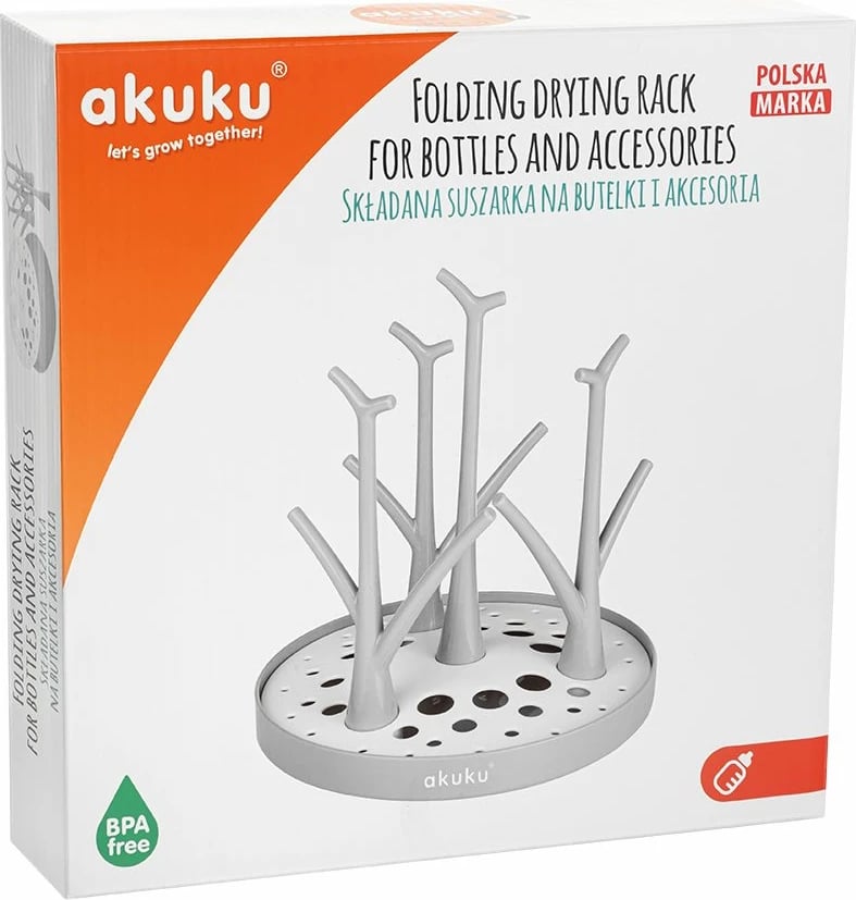 Tharës për shishe dhe biberona, Akuku, STROME, palosshëm me tabakë kullimi, BPA‑free, i bardhë