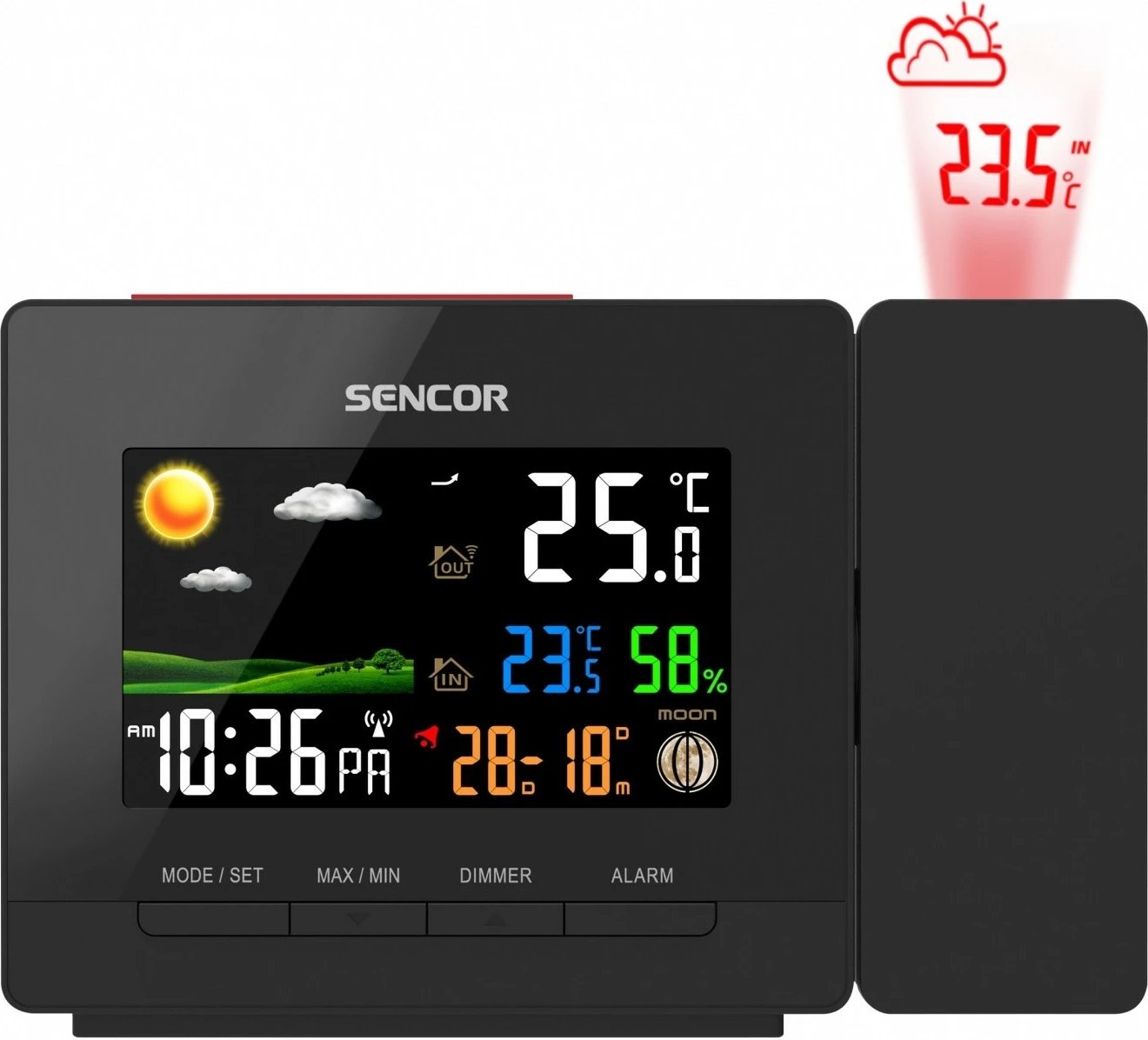 Stacion moti Sencor SWS 5400 me projektor, i zi, shumëngjyrësh
