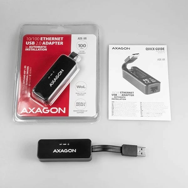 Adapter rrjeti AXAGON ADE-XR, USB 2.0 në Ethernet, i zi