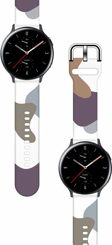 Rrip silikoni për Samsung Galaxy Watch 46mm Hurtel, model Moro, i gjelbër/vjollcë/bardhë