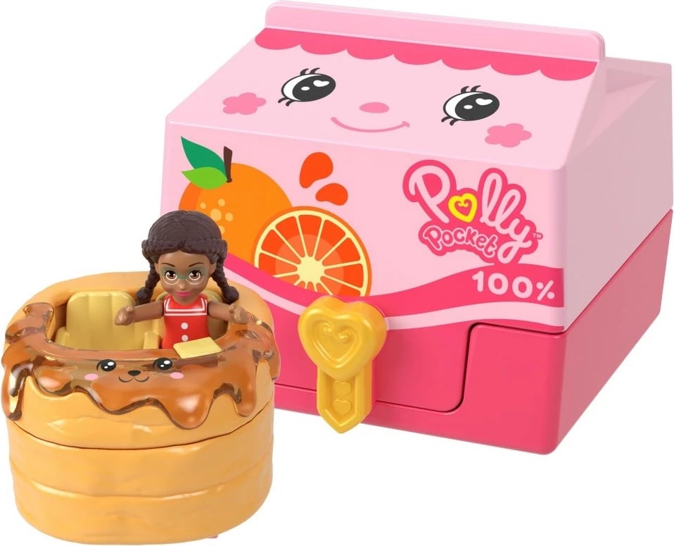 Set lodrash Polly Pocket Snack Surprise, Mattel JCR44, me mikrolalkë dhe aksesorë, shumëngjyrëshe