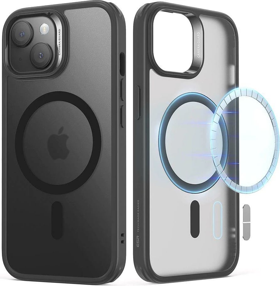 Mbështjellës ESR Classic Hybrid HaloLock për iPhone 15, MagSafe, i zi mat